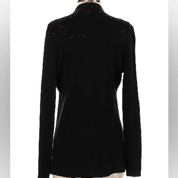 Eileen Fisher Wool Black Beaded Bling Cardigan Sweater Bolero Duster Jacket, M - Picture 2 of 4